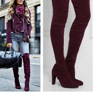 Nwot stuart weitzman  burgundy suede above the knee boots
